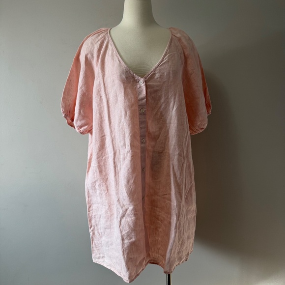 Aritzia Wilfred Linen Aperitif Button Down Shift Mini Dress SZ Large - Picture 2 of 5